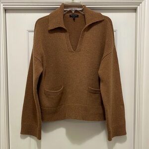 Rag & Bone Camel Cashmere Collar Sweater with Pockets size small